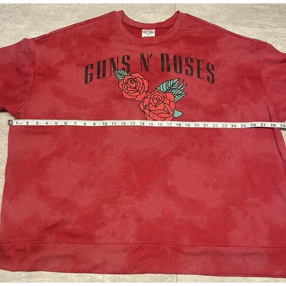 Guns N Roses Womens 3X  Red Tie Die Sweatshirt Rocker Heavy Metal Grunge Edgy - Picture 2 of 6
